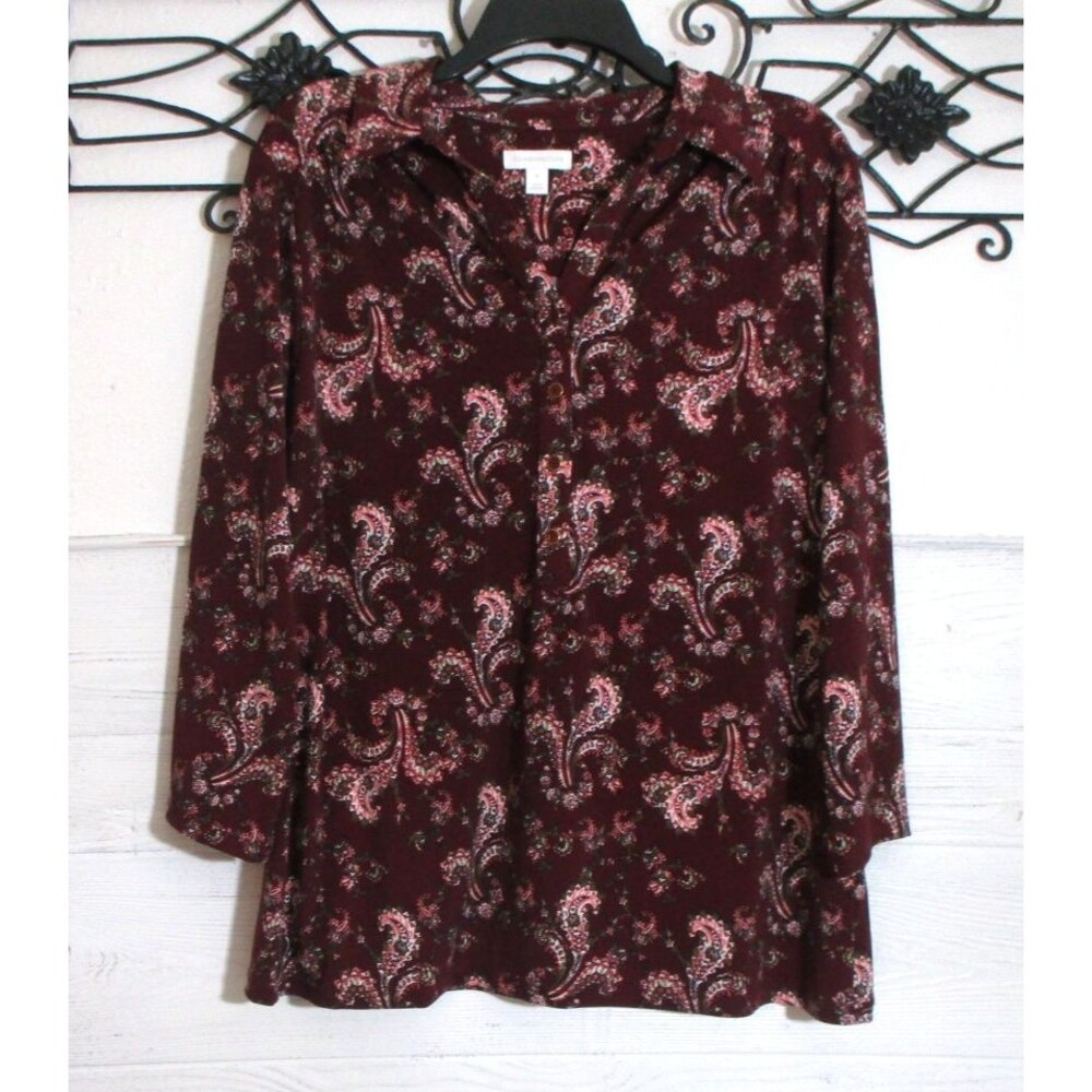 Charter Club Boho Top Women's Size XL Multicolor Paisley Long Sleeve
